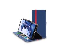 Etui Portefeuille pour Xiaomi 11T, 11T Pro PU Cuir Porte-Cartes Support Stand, Bleu Foncé / Rouge