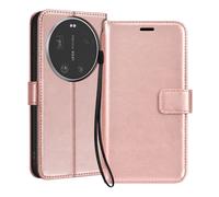 Etui Portefeuille pour Xiaomi 17 Ultra avec Dragonne et Fonction Support Rose champagne