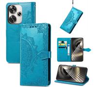 Étui Portefeuille Pour Xiaomi Poco F6 6,67'' - Coque Flip Cuir Synthétique Antichoc Mandala Bleu Avec Porte-Cartes, Support Pied Et Fermeture Magnétique