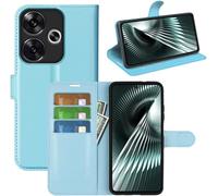 Étui Portefeuille Pour Xiaomi Poco F6 - Coque À Rabat En Cuir Pu Avec Support (Kickstand), Fermeture Magnétique, Rangements Pour Cartes & Coque Intérieure Tpu Souple - Bleu