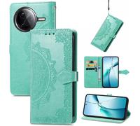 Étui Portefeuille Pour Xiaomi Poco F7 Ultra 6,67"" - Coque Cuir Pu Antichoc À Rabat Avec Porte¿Cartes, Fermeture Magnétique, Béquille Et Dragonne - Motif Mandala Vert