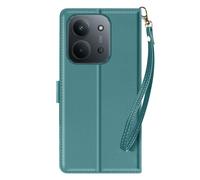 Étui Portefeuille pour Xiaomi Redmi 15C Magnetique avec Dragonne et Support Turquoise