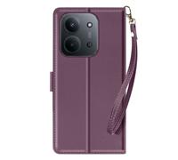 Étui Portefeuille pour Xiaomi Redmi 15C Magnetique avec Dragonne et Support Violet foncé