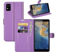 Étui Portefeuille Pour Zte Blade A31 (5,45 Pouces) Cuir Pu & Tpu Antichoc - Support Inclinable, Fermeture Magnétique Et Emplacements Cartes - Violet
