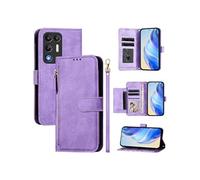 Etui Portefeuille pour ZTE nubia Red Magic 11 Air - Cuir PU, Rabat, Fentes Cartes, Zip, Dragonne, Support - Violet
