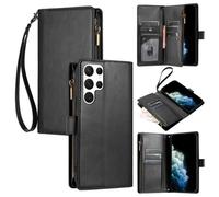 Etui Portefeuille - RASENA - Samsung Galaxy S22 Ultra - Cuir PU - Noir - Souple