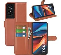 Étui Portefeuille Simili Cuir Marron Pour Tcl 50 Se (6,78 Pouces) ¿ Coque Antichoc Avec Bumper Tpu, Porte¿Cartes, Fermeture Magnétique Et Béquille