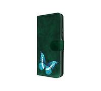 Etui Portefeuille Simili Cuir Vert Design Papillon p. Xiaomi Redmi Note 12 5G et 12 4G
