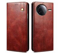 Étui portefeuille/support en cuir ciré texturé Crazy Horse pour Xiaomi Poco F7 Pro 5G/Redmi K80 5G