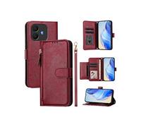 Etui Portefeuille TCL K70 Power Cuir PU Rabat Fentes Cartes Dragonne Support Rouge