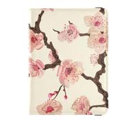 Étui portefeuille ultra fin en cuir pour passeport et carte de vaccin japonais Motif fleurs de cerisier, Fleurs de cerisier du Japon, 1 size