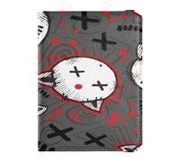 Étui portefeuille ultra fin en cuir synthétique pour homme et femme avec badge, carte d'identité, vaccin, voyage, tête de chat et gouttes de sang, multicolore, 1 size, Décontracté