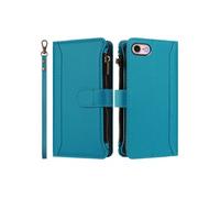 Etui portefeuille Vert nuit pour iPhone SE 2022, 9 cartes, cuir PU, charge sans fil