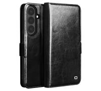 Qialino Étui Portefeuille Vintage pour Galaxy S26 avec Support Vidéo Noir