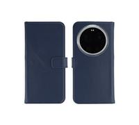 Selencia Selencia Étui portefeuille en cuir véritable Xiaomi 17 Ultra Bleu foncé Bleu