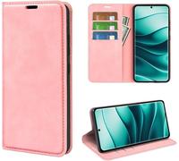 Étui Portefeuille Xiaomi Redmi Note 14 Pro Plus 5g En Cuir Pu, Coque Intérieure Silicone, Fermeture Magnétique, Porte-Cartes Et Support Mains Libres ¿ Rose