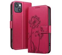 Étui Portefeuille - ZANAÉ - iPhone 13/14 - Similicuir Rouge - Motif Fleurs Papillon - Protection Complète