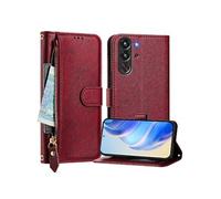 Etui Portefeuille ZTE nubia Red Magic 10 Pro Cuir PU Rabat Fentes Cartes Zip Dragonne Support Rouge