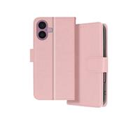 Etui Portfeuille pour iPhone 16 Série Chesterfield avec Fonction Support Rose