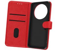 Étui Portfeuille pour Redmi A3 Série Chesterfield avec Fonction Support Rouge