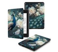 Étui pour 7" Kindle Oasis (10ème et 9ème Génération, 2019/2017), Slim Cuir Coque Cover Case de Protection avec Fonction Veille/Réveil Automatique,Paon Floral