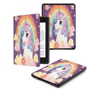 Étui pour 7" Kindle Oasis (10ème et 9ème Génération, 2019/2017), Slim Cuir Coque Cover Case de Protection avec Fonction Veille/Réveil Automatique,Licorne Arc-en-Ciel