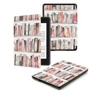 Étui pour 7" Kindle Oasis (10ème et 9ème Génération, 2019/2017), Slim Cuir Coque Cover Case de Protection avec Fonction Veille/Réveil Automatique,Aquarelle Bibliothèque