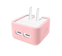 Étui pour Adaptateur Secteur A-pple 35 W Double USB-C, Coque de Protection en Silicone, Coque Antichoc et Anti-poussière pour Chargeur (Rose)