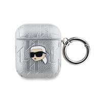 Étui pour AirPods 1 / 2 Monogramme avec Motif Karl Head Embossé Karl Lagerfeld Argent