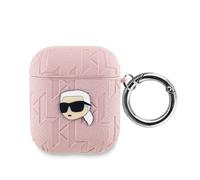 Étui pour AirPods 1 / 2 Monogramme avec Motif Karl Head Embossé Karl Lagerfeld Rose