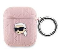 Étui pour AirPods 1 / 2 Monogramme avec Motif Karl Head Embossé Karl Lagerfeld Rose G
