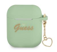 Étui pour AirPods 1 Guess avec breloque cœur en silicone, collection verte