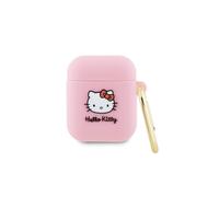 Étui pour AirPods 1 Hello Kitty 3D Tête de Chat en Silicone Rose