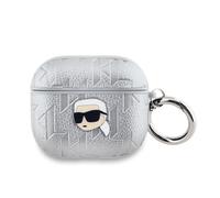 Étui pour AirPods 3 Monogramme avec Motif Karl Head Embossé Karl Lagerfeld Argent