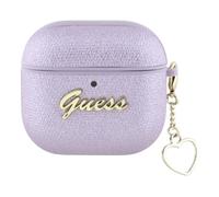 Guess Metallisches Schriftzug Charm Apple AirPods 4 lilas
