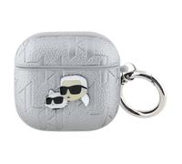 Étui pour AirPods 4 avec monogramme Karl Lagerfeld et tête de chouette (argenté)