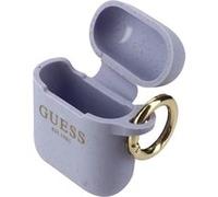 Étui pour AirPods en Silicone gel Finition pailletée Logo en relief Guess Violet G