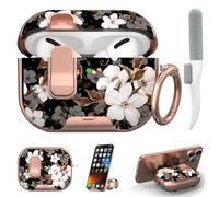 Étui pour AirPods Pro 2/1 avec verrouillage de sécurité et support de | Protection contre les chutes, design en deux pièces avec porte-clés et kit de nettoyage, TPU transparent pour Apple AirPods