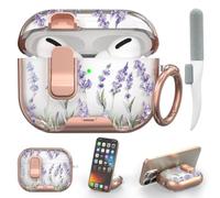 Étui pour AirPods Pro 2/1 avec verrouillage de sécurité et support de | Protection contre les chutes, design en deux pièces avec porte-clés et kit de nettoyage, TPU transparent pour Apple AirPods