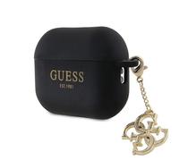 Guess GUAP2LECG4K Coque de Protection pour AirPods Pro 2 Noir Silicone Liquide Paillettes Triangle Charm