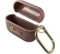 Coque AirPods Pro - Guess - Rose Gold - Effet Cuir Saffiano - Protection Chocs - Logo en Relief