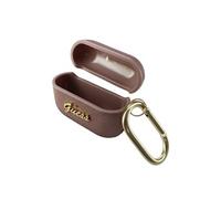 Etui pour AirPods Pro et Pro 2 Rigide effet Cuir Saffiano Logo en relief Rose Gold