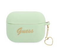 Étui pour AirPods Pro Guess en silicone avec breloque en forme de cœur vert