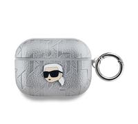 Étui pour AirPods Pro Monogramme avec Motif Karl Head Embossé Karl Lagerfeld Argent