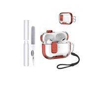 Étui pour Apple AirPods Pro 3 / Pro3 Écouteurs, toergy housse souple TPU+PC transparente, avec fonction support, étanche, résistant aux chocs, facile à porter, avec cordon & porte-clés & kit de
