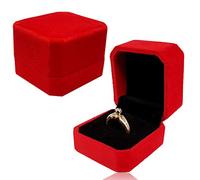 Étui pour bagues de fiançailles, boîte à bijoux pour mariage ou Saint-Valentin, rouge