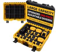 Étui pour batterie Dewalt - Boîte de rangement rigide extra large étanche avec 8 séparateurs moulés réglables en une seule pièce, organisateur de protection robuste pour batterie Dewalt 12 V/20 V/60 V