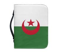 Étui Pour Bible Imprimé Drapeau Algérien En Cuir Pu Résistant Avec Fermeture Éclair Et Poignée Grand Format