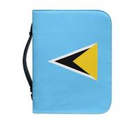 Étui Pour Bible Imprimé Du Drapeau National De Sainte-Lucie En Cuir Pu Résistant Avec Fermeture Éclair Et Grande Taille Pour Hommes Et Femmes Sacoche De Transport Pour Bible