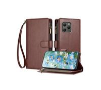 Etui pour Blackview BV5300 avec blocage RFID, porte-cartes de crédit, portefeuille en cuir à fermeture éclair avec dragonne et béquille, housse de